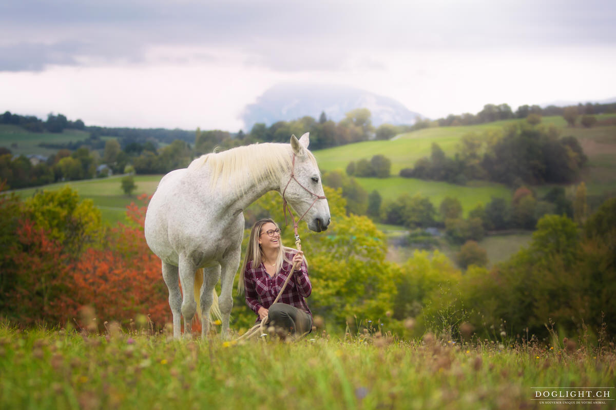 Photographie cheval et femme